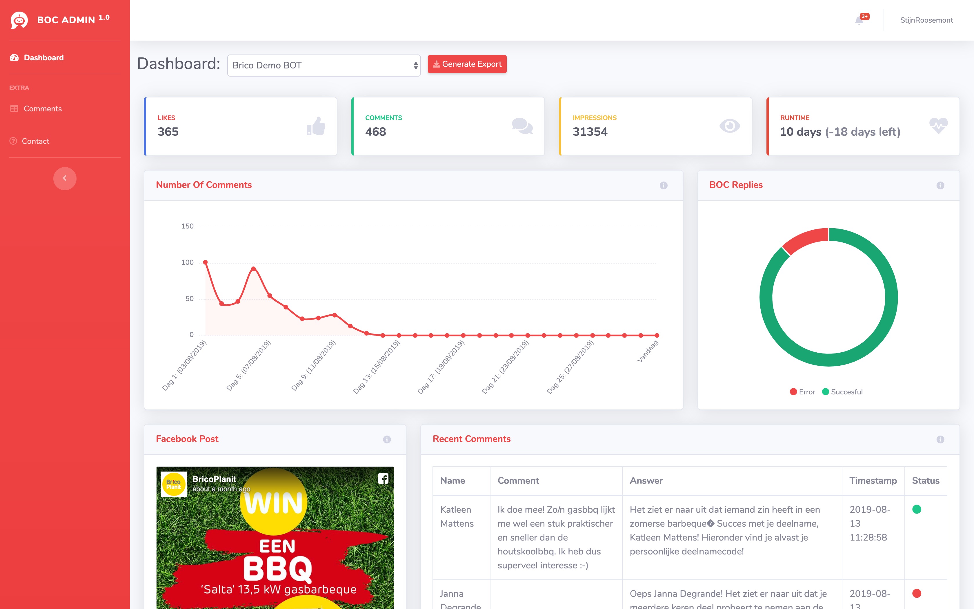 Example image of the Bot-O-Comment dashboard.